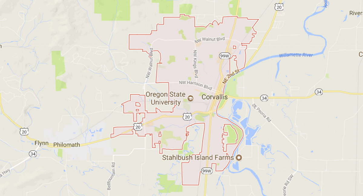 A google map of Oregon State's campus.