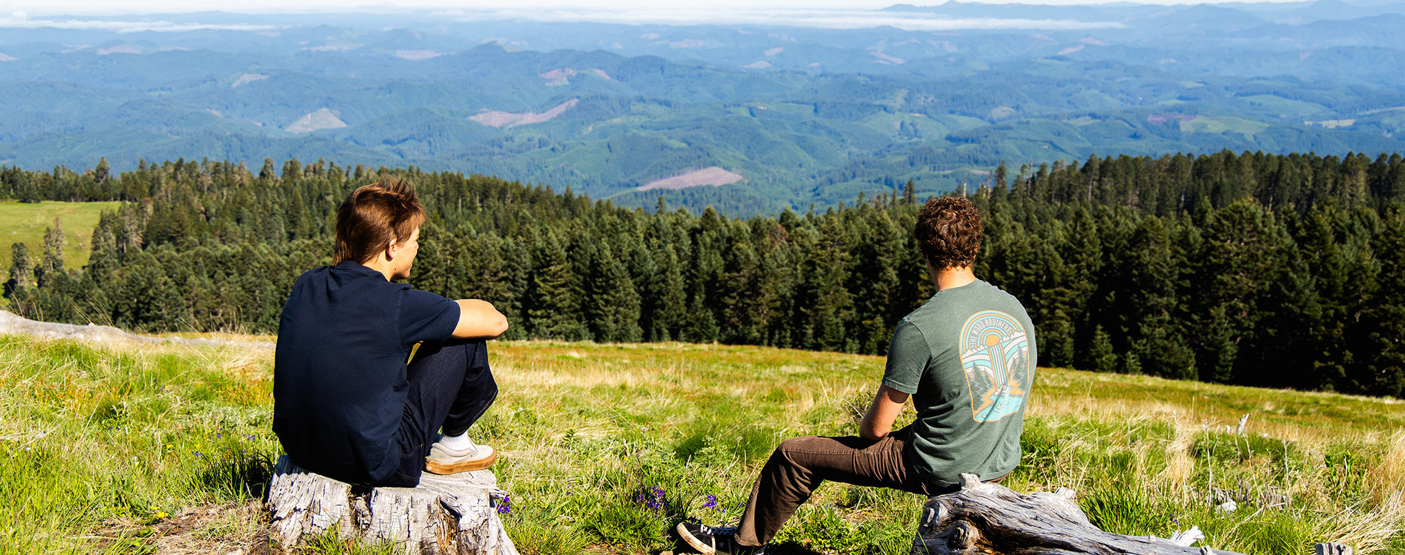 Students on Marys Peak looking at view of valley