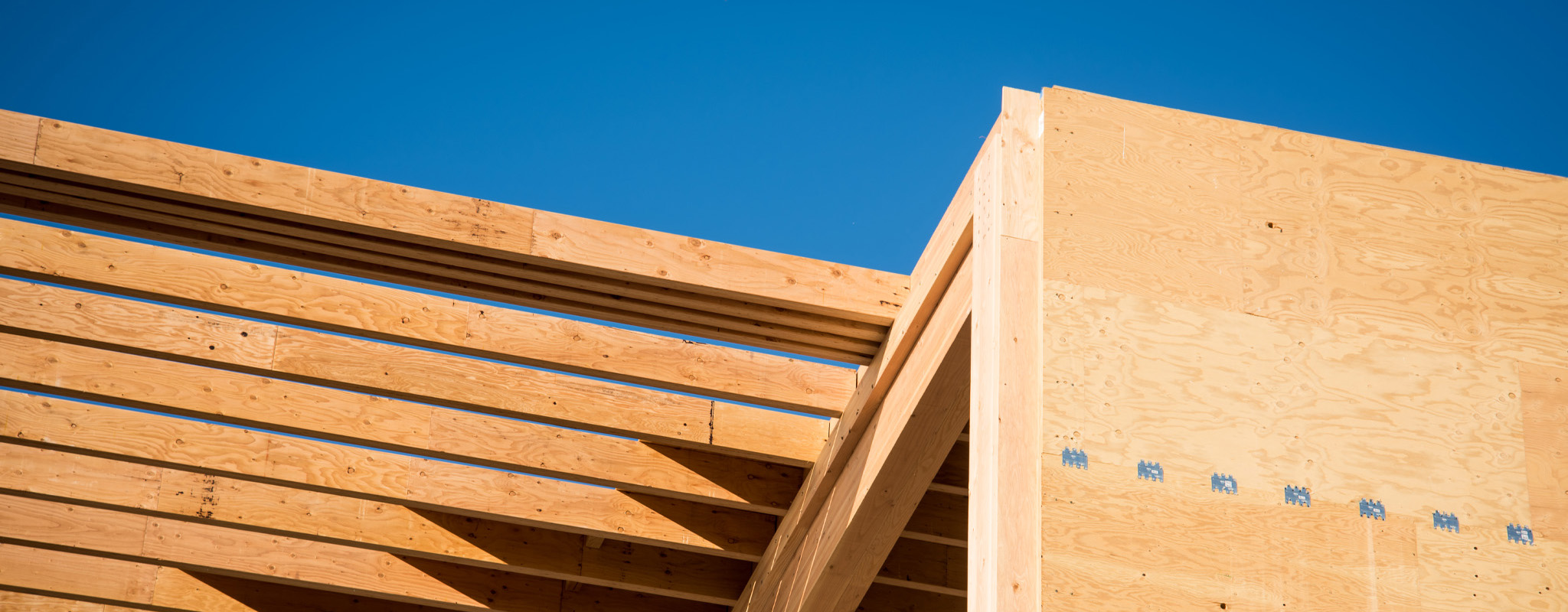 Construction close-up of the Advanced Wood Products Lab building