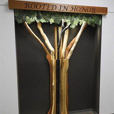 “Rooted in Honor”  sculpture in Peavy