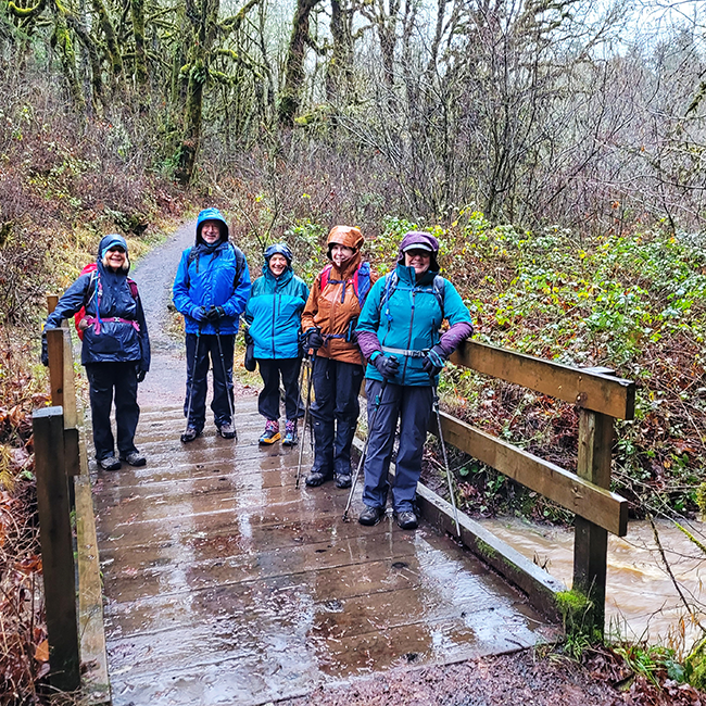 Hikers in OSU research forest