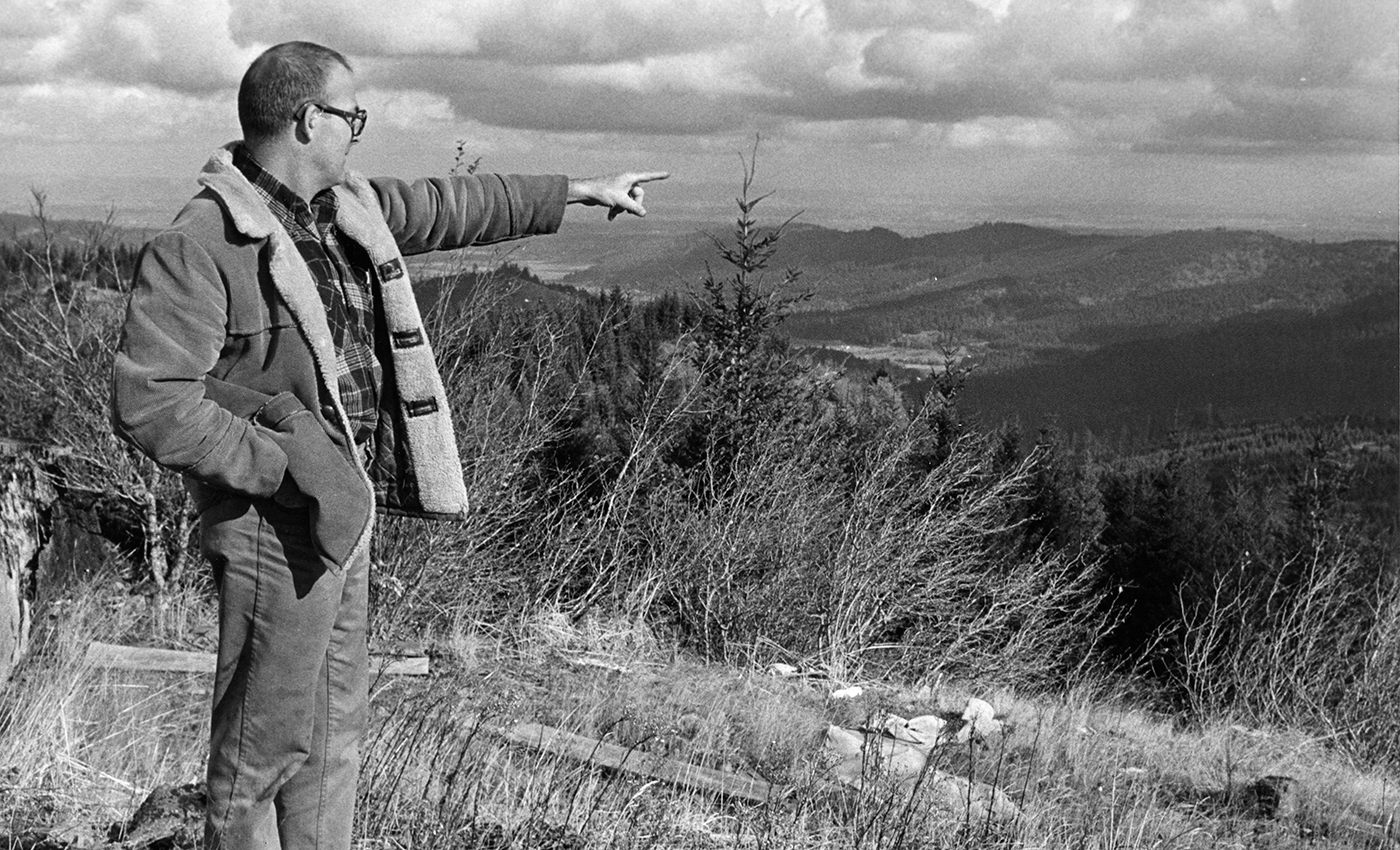 Marvin Rowley surveys forest.