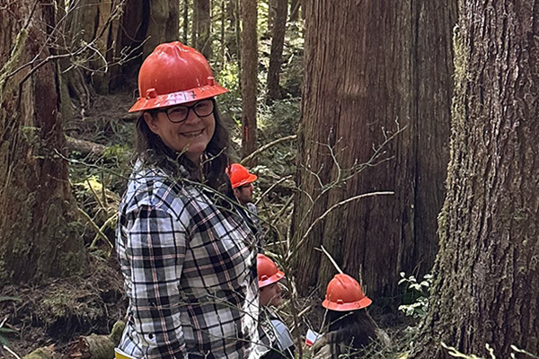 Mindy Crandall in the woods