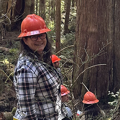 Mindy Crandall in the woods