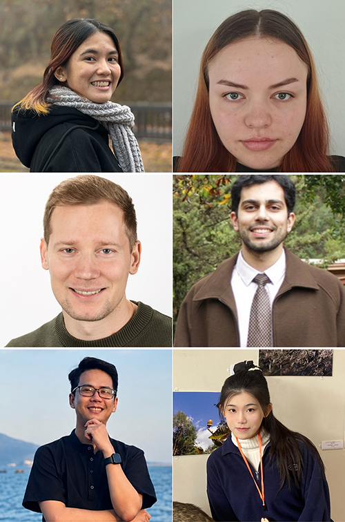 Clockwise from top left: Alexis Dorado, Evelīna Afanasjeva, Furkan Riaz, Yi Pi Chang, Nam Tri Huynh, Peter Romih