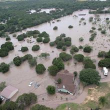 The flooded Guadalupe River near Kerrville, Texas, is shown in this July 5, 2025, photo provided by the United States Coast Guard.