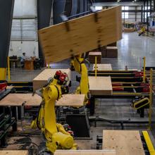An automated production line in the Freres Engineered Wood facility in Woodburn.