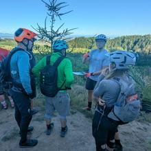 Jake Barker discusses forest management with mountain bike riders